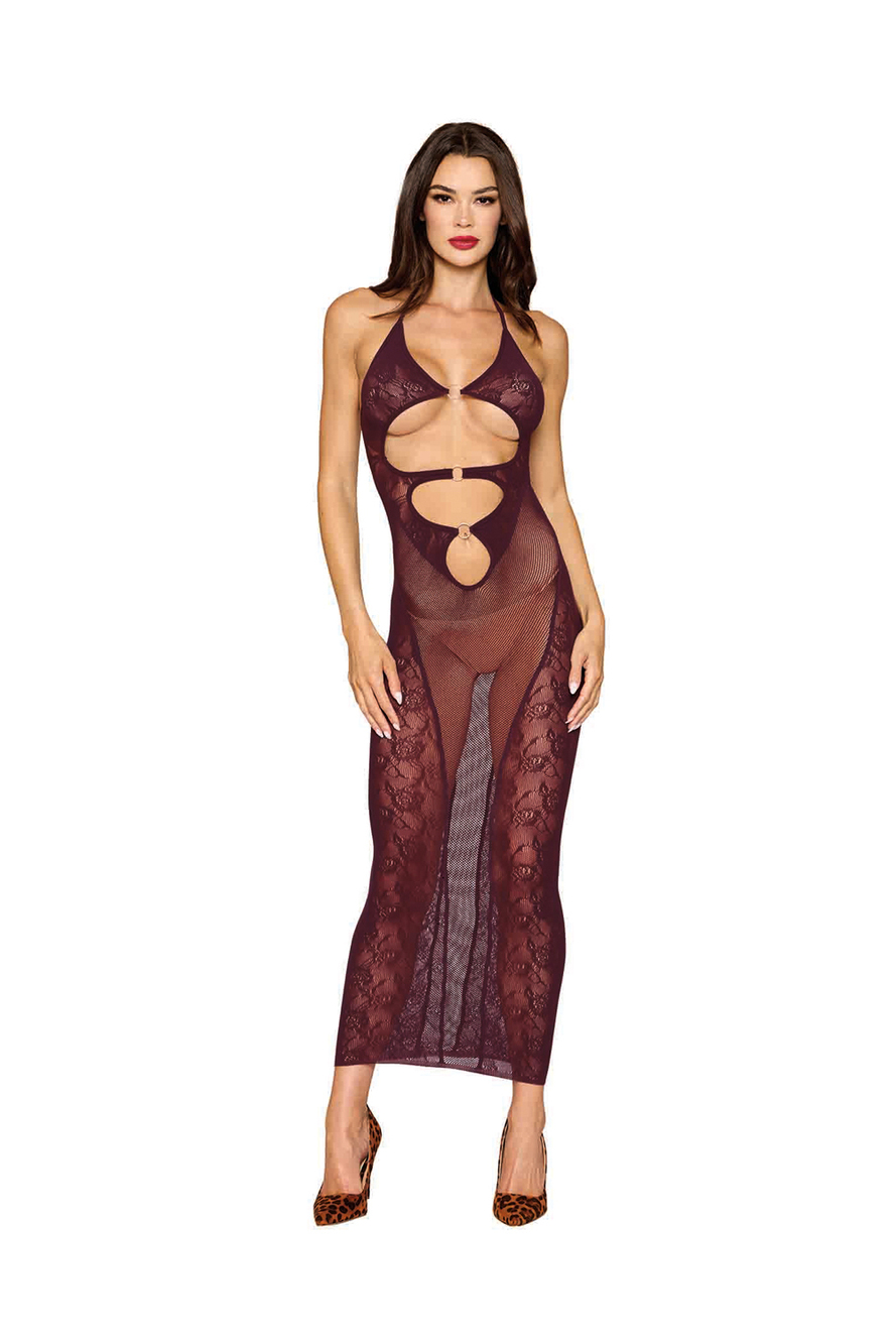 Cherry Lacquer Dreamgirl Bodystocking Gown & Shrug